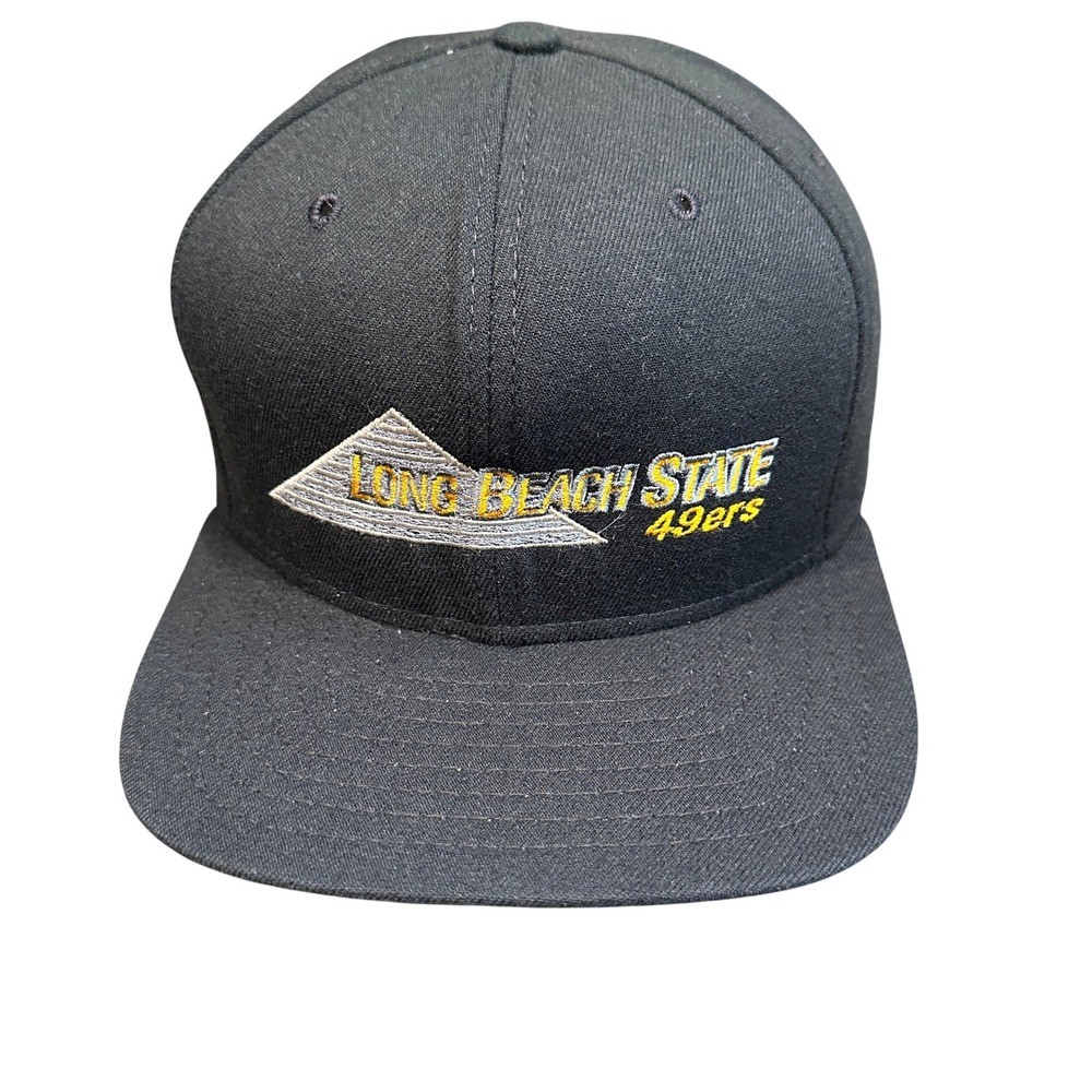 Vtg 90s Long Beach State 49ers New Era Snapback Hat Black Made in USA Deadstock